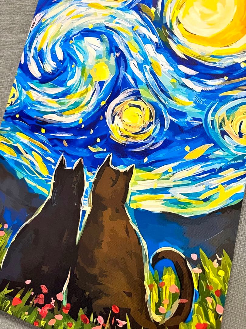 No.218木枠付きキャンバスアート　ゴッホ　星月夜　オマージュアート