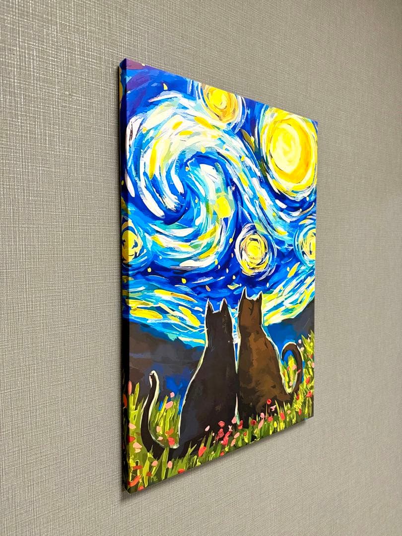 No.218木枠付きキャンバスアート　ゴッホ　星月夜　オマージュアート