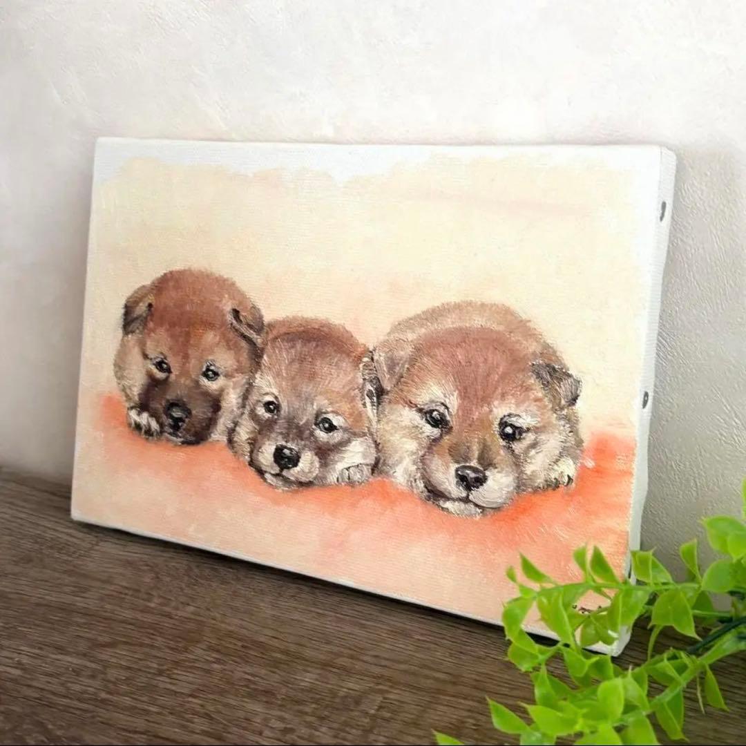 子犬の油彩画