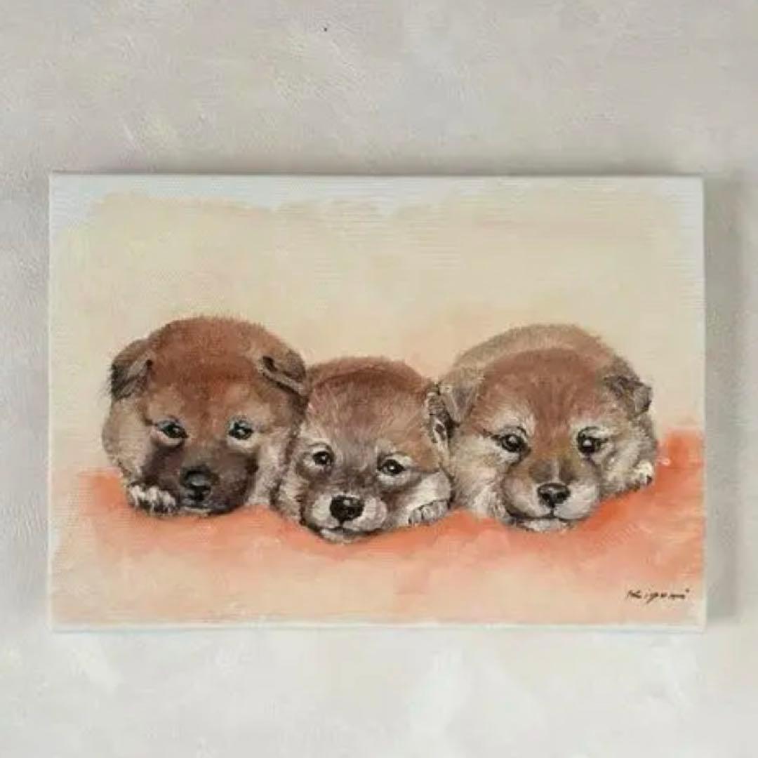 子犬の油彩画