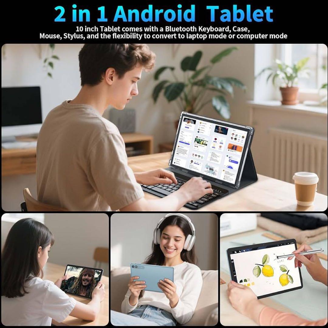 Relndoo 2025 Android 15 タブレット キーボード付き