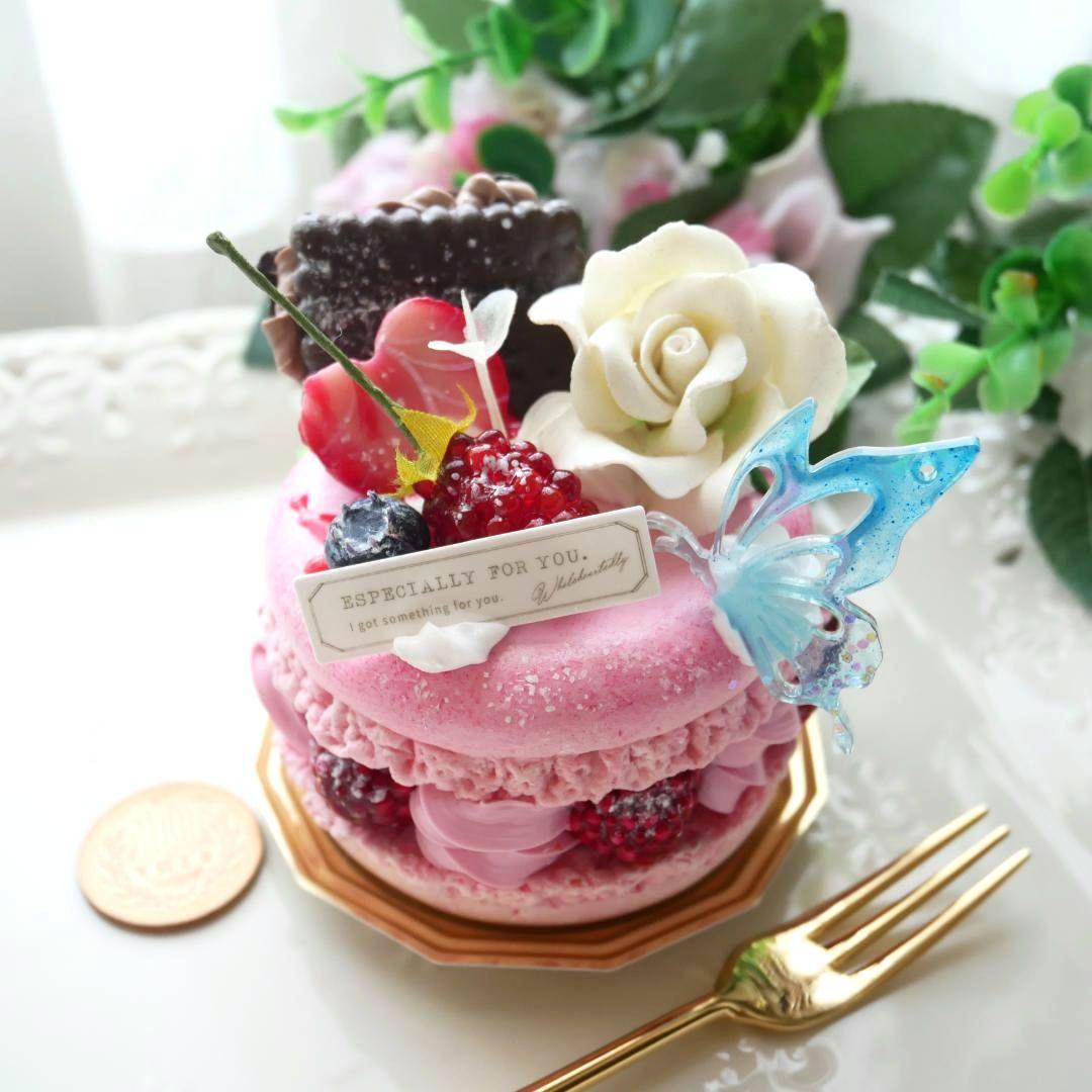 ◆フェイクスイーツ◆ホワイトローズ＆ベリーの♡マカロン＊リスケーキ◆リアルサイズ