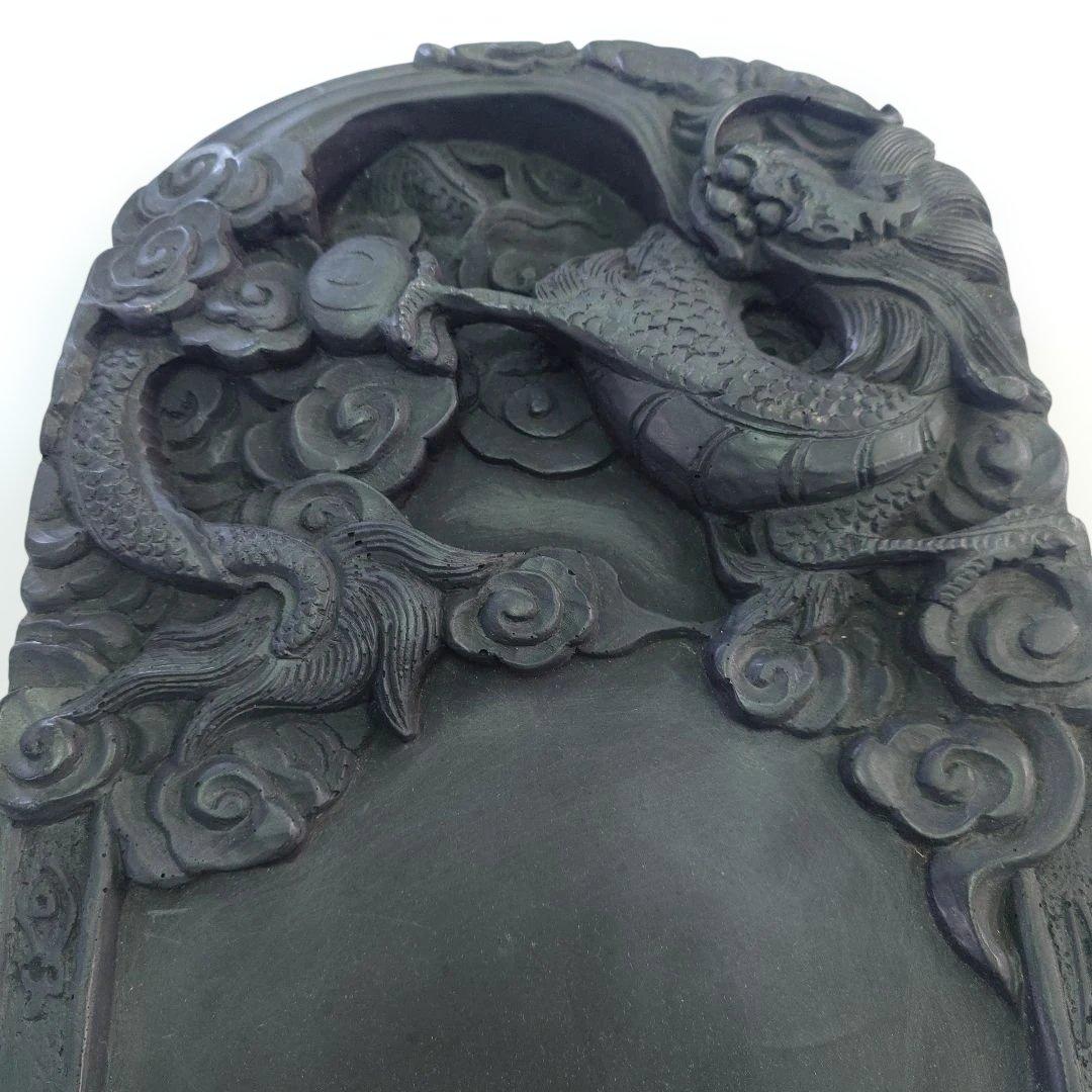硯　彫刻　龍紋　大型