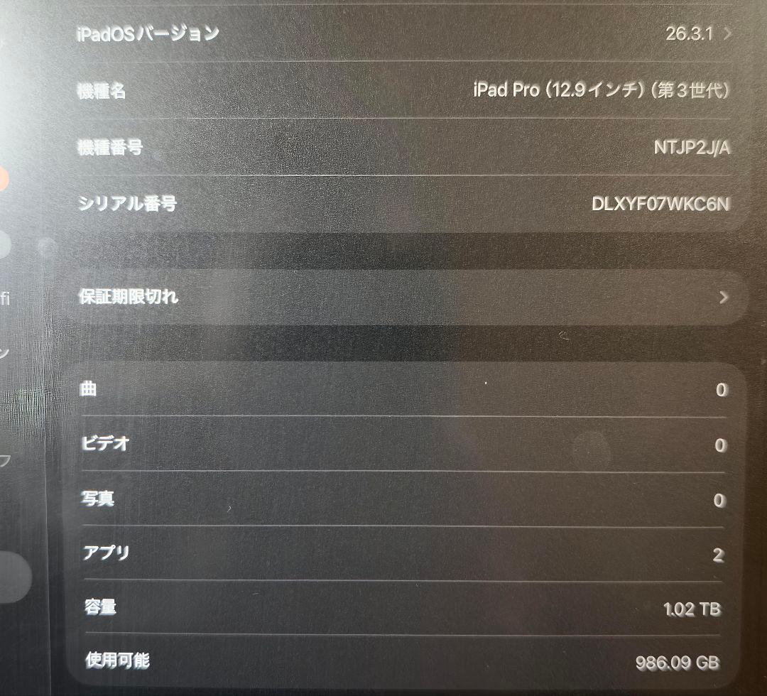 1TB/RAM6GB iPad Pro12.9 第3世代 セルラー SIMフリー