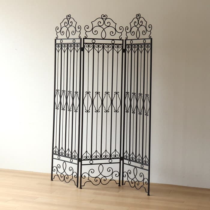 パーテーション 間仕切り 3連 アイアン 折り畳み 花柄