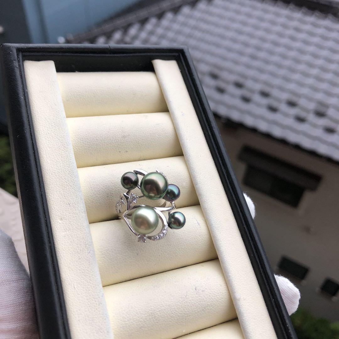 黒蝶真珠　タヒチパール　タヒチケシパール　リング　SD80
