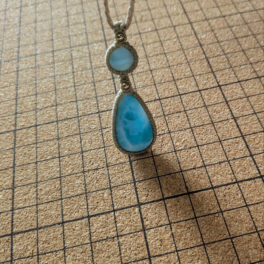 ラリマーのマクラメペンダント