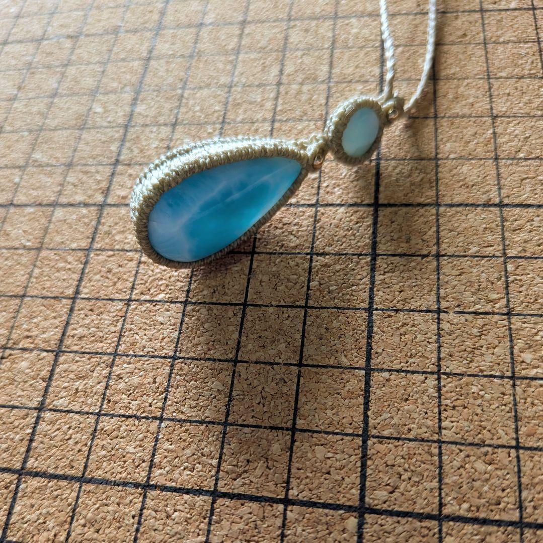 ラリマーのマクラメペンダント