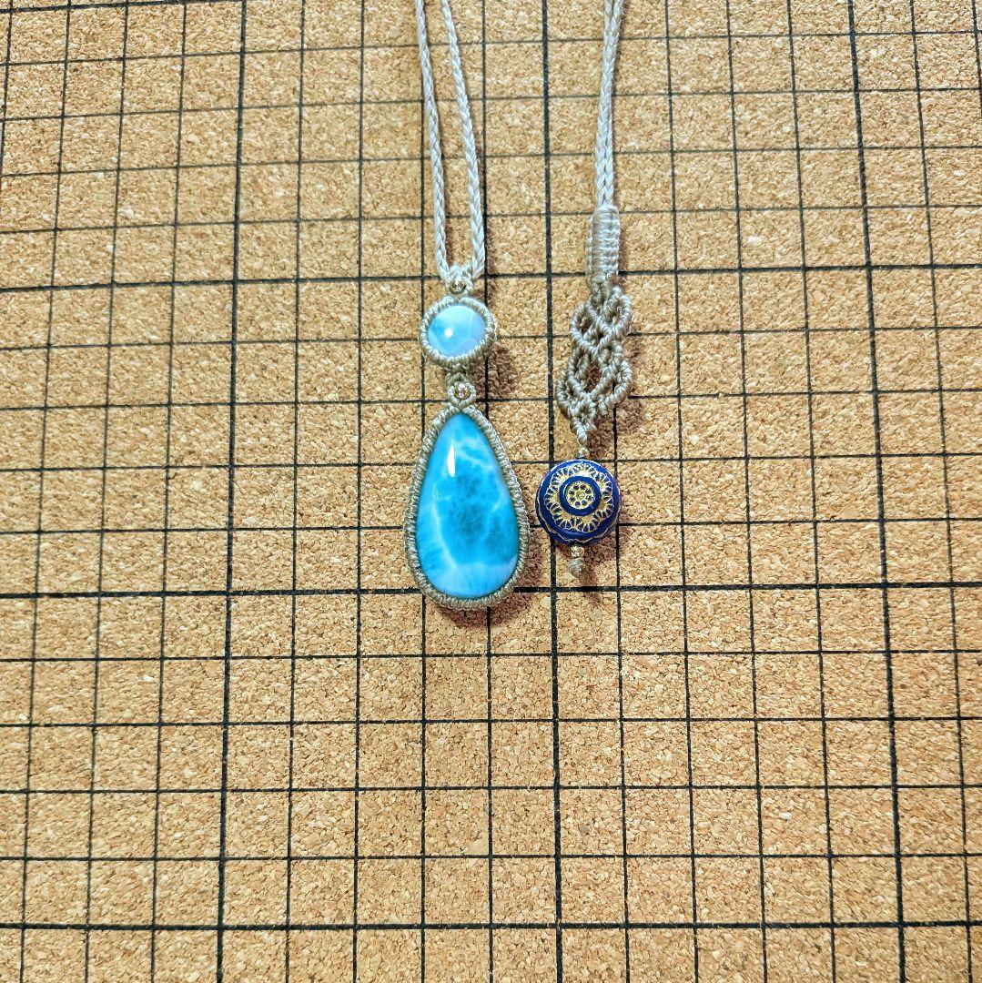 ラリマーのマクラメペンダント