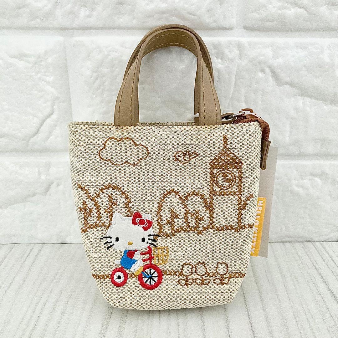 【未使用】平成レトロ ハローキティ ステッチ刺繍 大容量お財布バッグ ミニポーチ