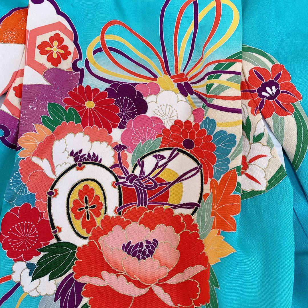 七五三 3歳 正絹？ 着物 被布 ビーズバッグ 草履 足袋 セット