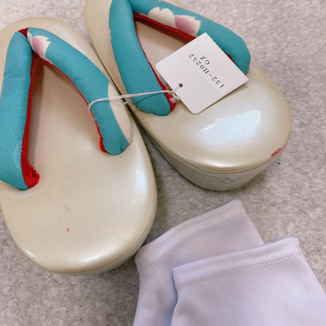 七五三 3歳 正絹？ 着物 被布 ビーズバッグ 草履 足袋 セット