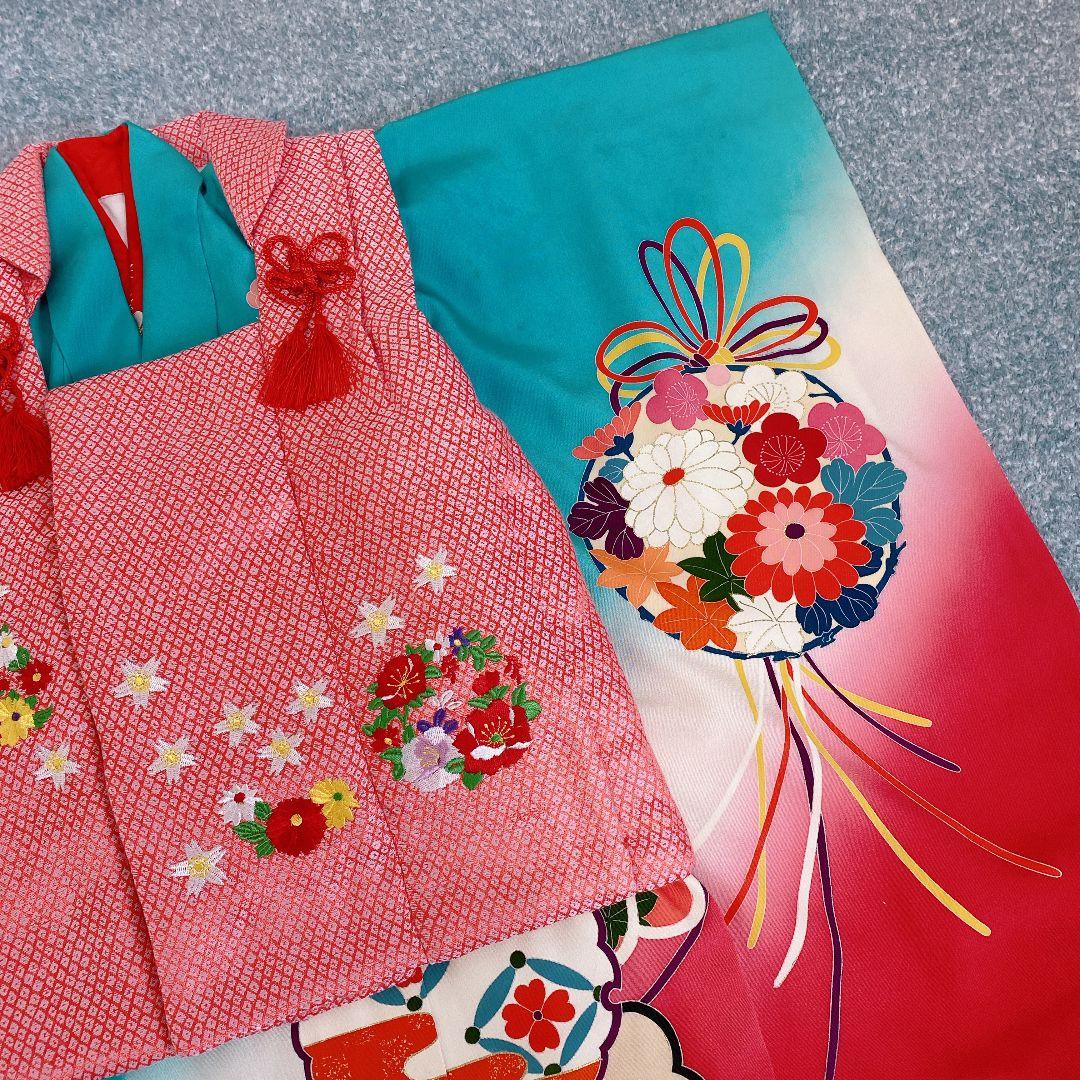 七五三 3歳 正絹？ 着物 被布 ビーズバッグ 草履 足袋 セット