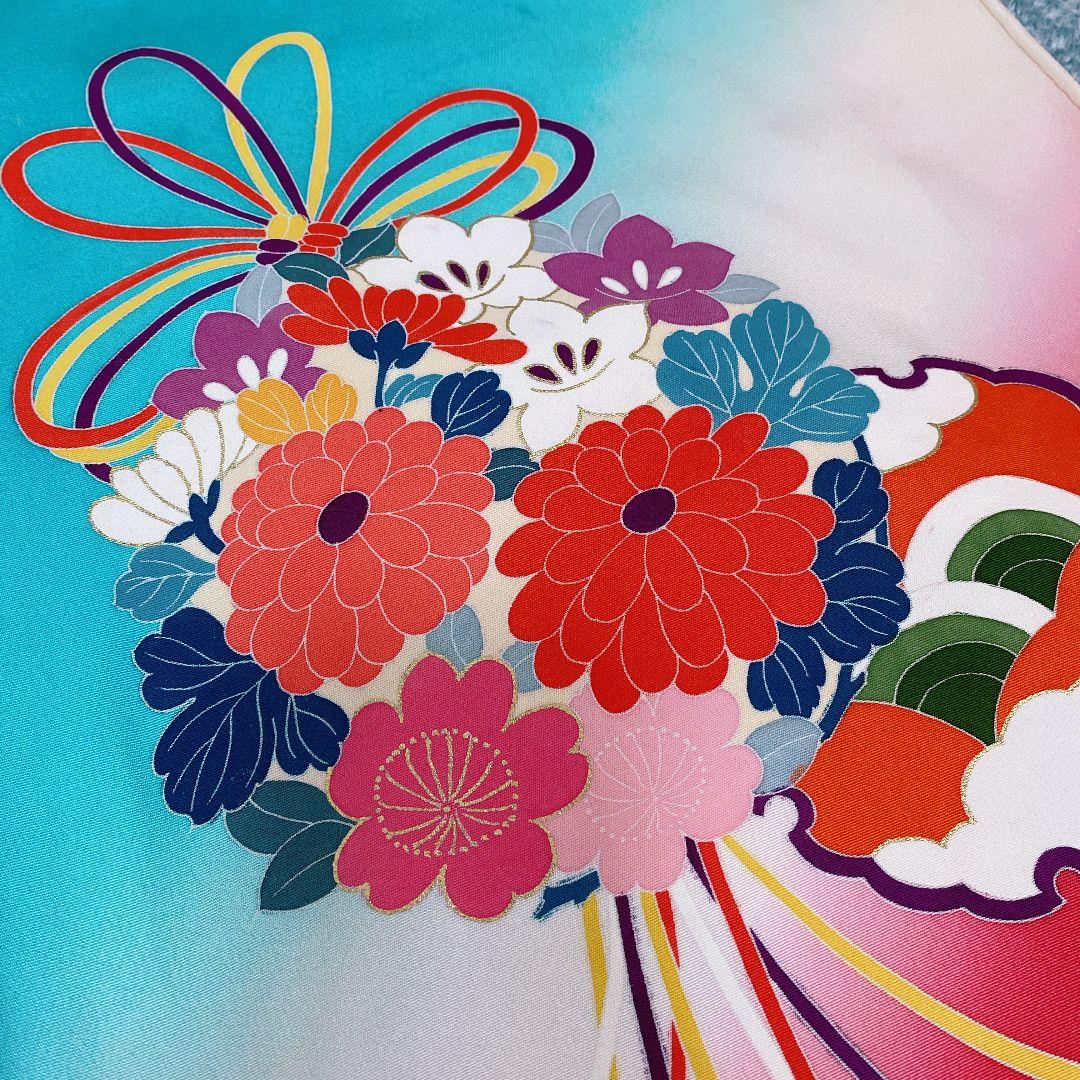 七五三 3歳 正絹？ 着物 被布 ビーズバッグ 草履 足袋 セット