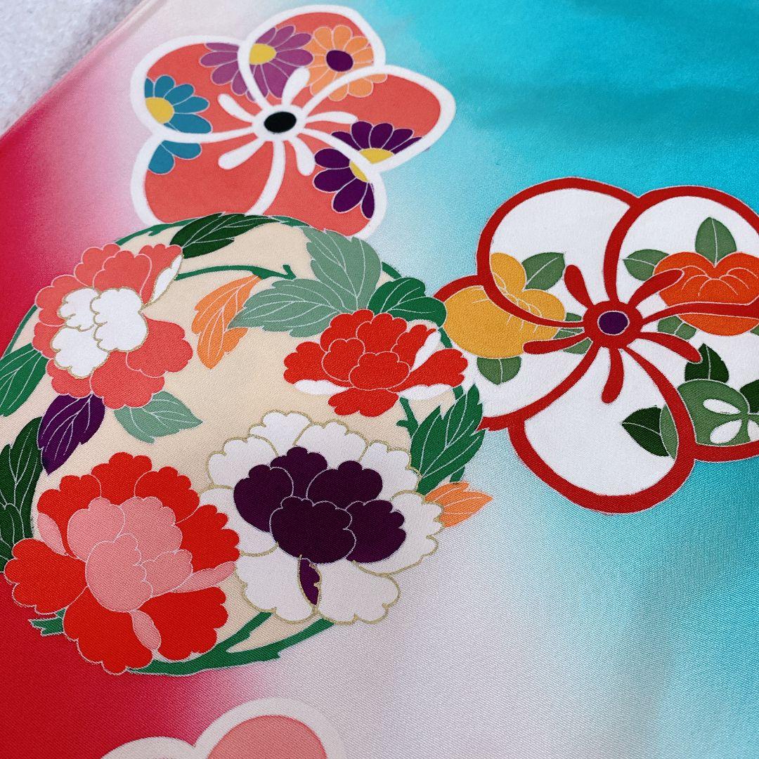 七五三 3歳 正絹？ 着物 被布 ビーズバッグ 草履 足袋 セット