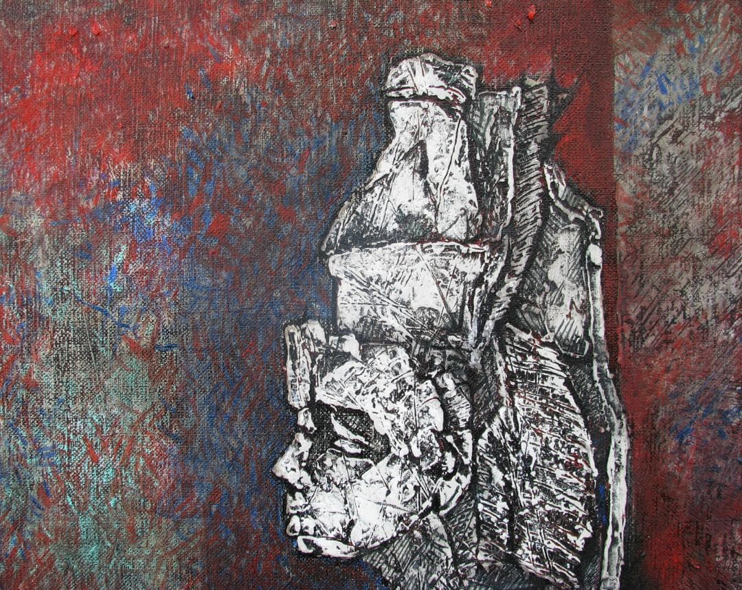 木村二朗「アブシンベルの石像」8号油彩,天才遺跡作家,荘厳,圧倒的な威厳