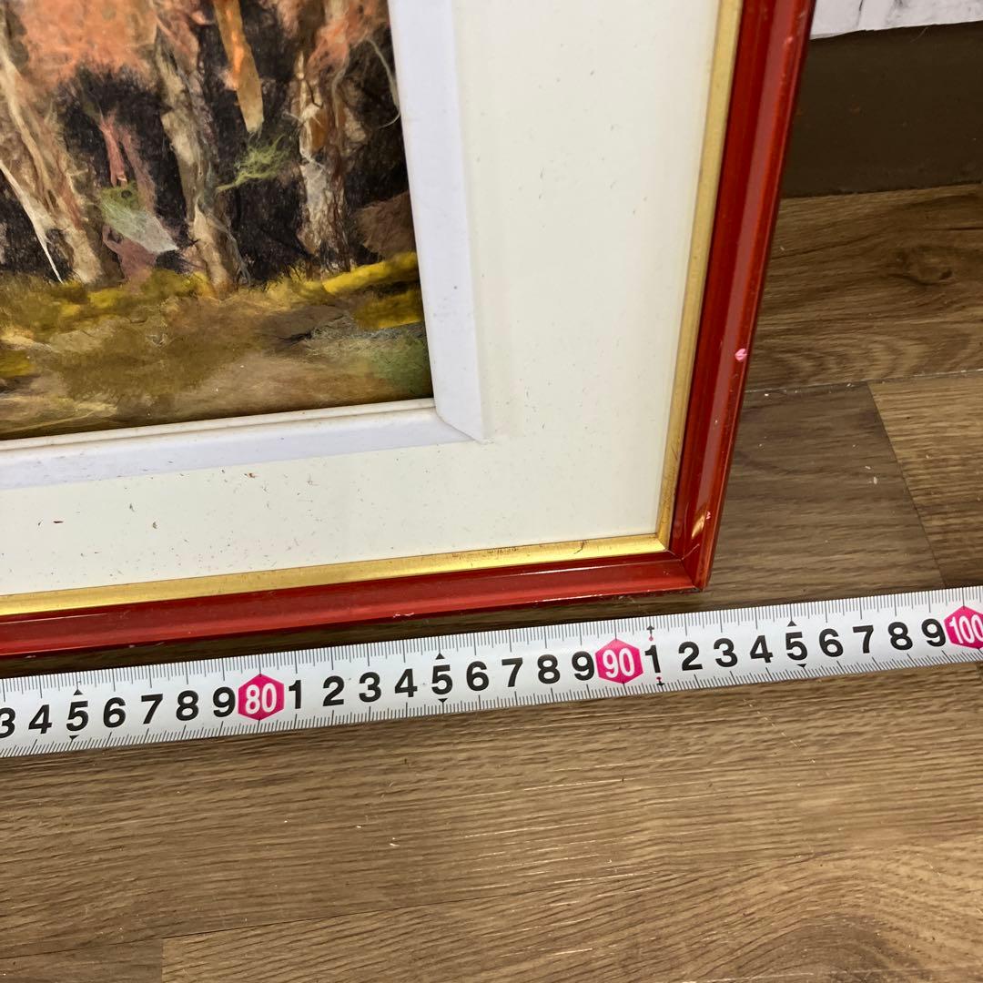 和紙ちぎり絵 貼り絵 山の風景 紅葉 額装 壁掛け インテリア アート 風景画