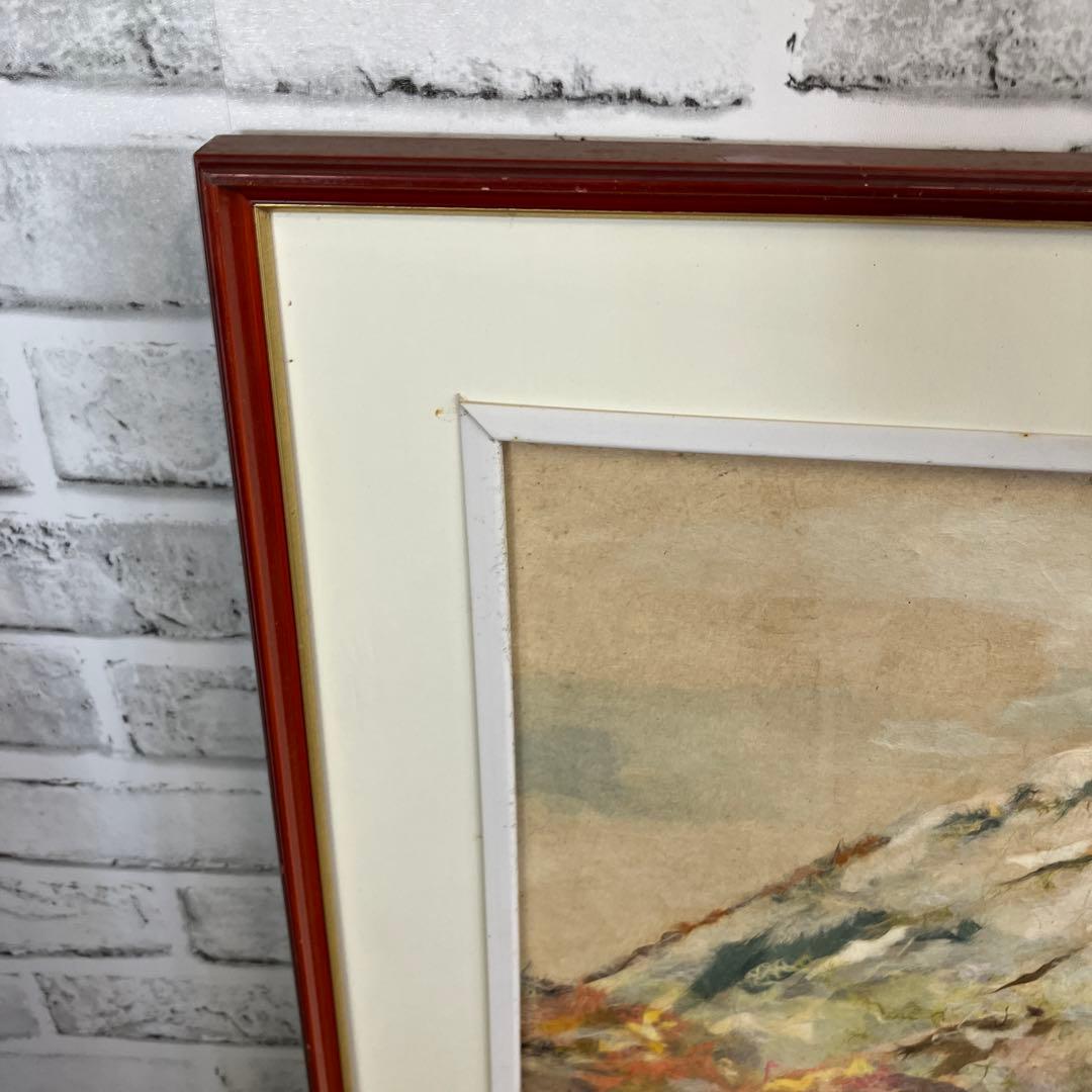 和紙ちぎり絵 貼り絵 山の風景 紅葉 額装 壁掛け インテリア アート 風景画