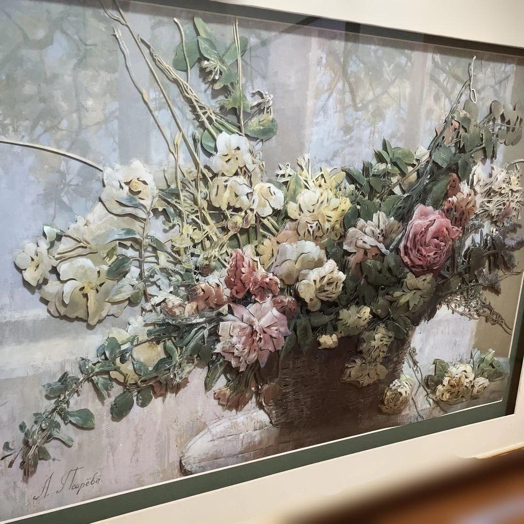花のアレンジメント 約90cm x 80cm 美術品