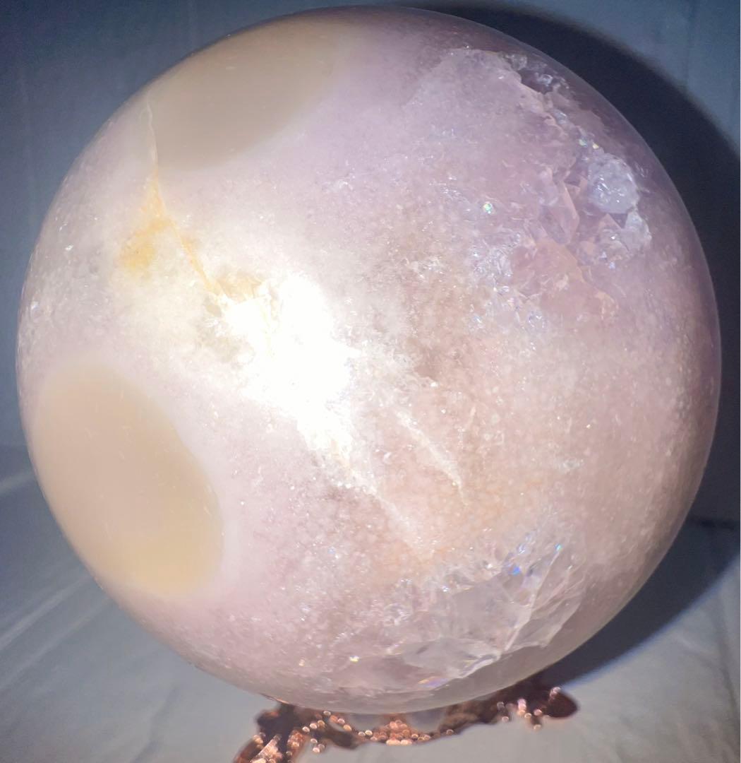 ㉕大玉ピンクアメジスト⭐️クリーミーピンク＆パープル⭐️スフィア⭐️天然石⭐️笑口⭐️水晶