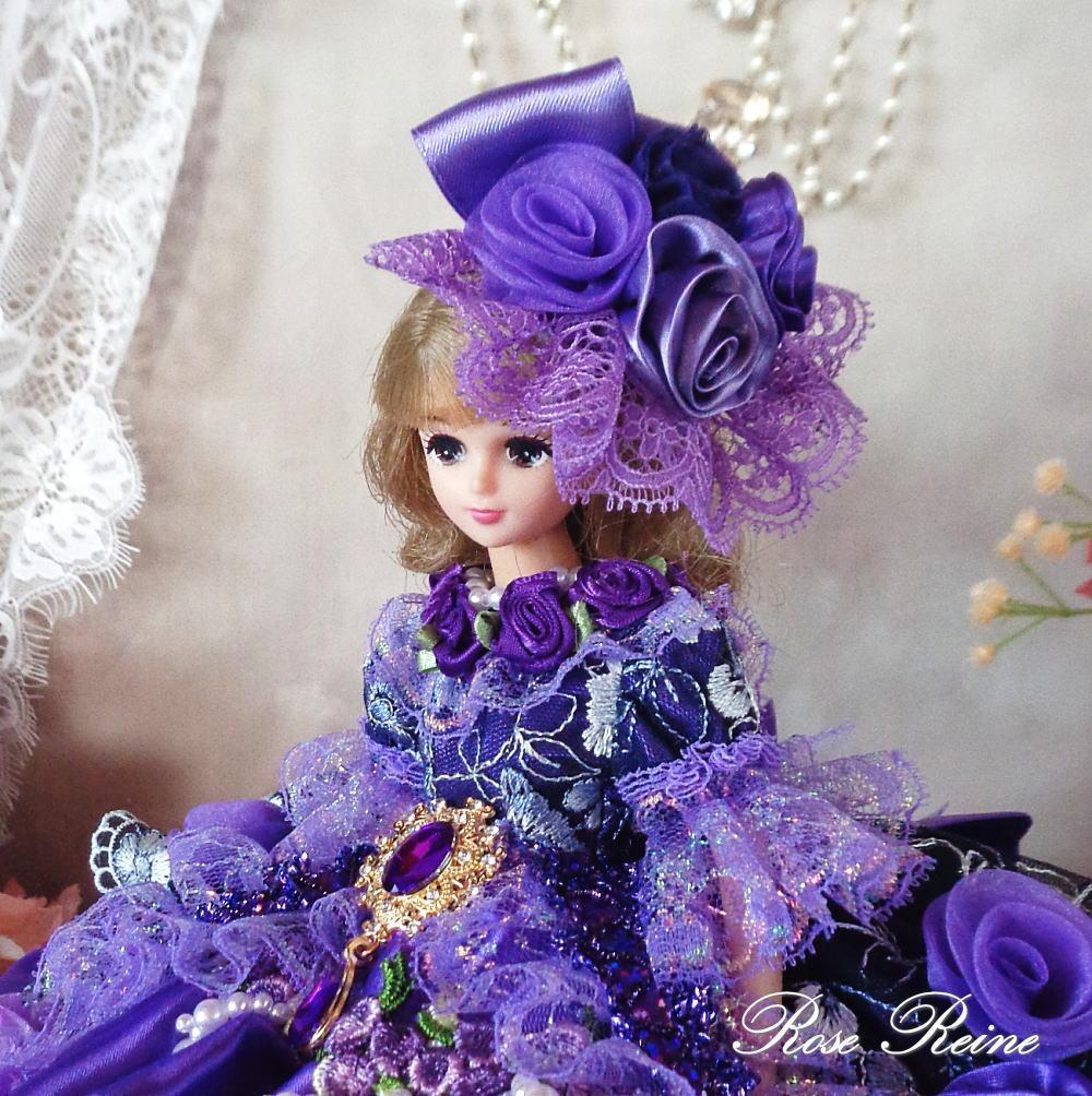 ソニアローレン王妃 ゴージャスバイオレットフリルドールドレス