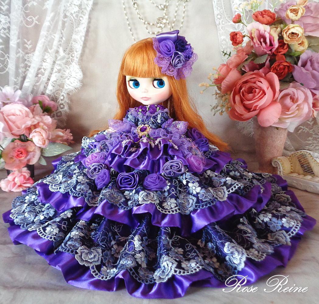 ソニアローレン王妃 ゴージャスバイオレットフリルドールドレス