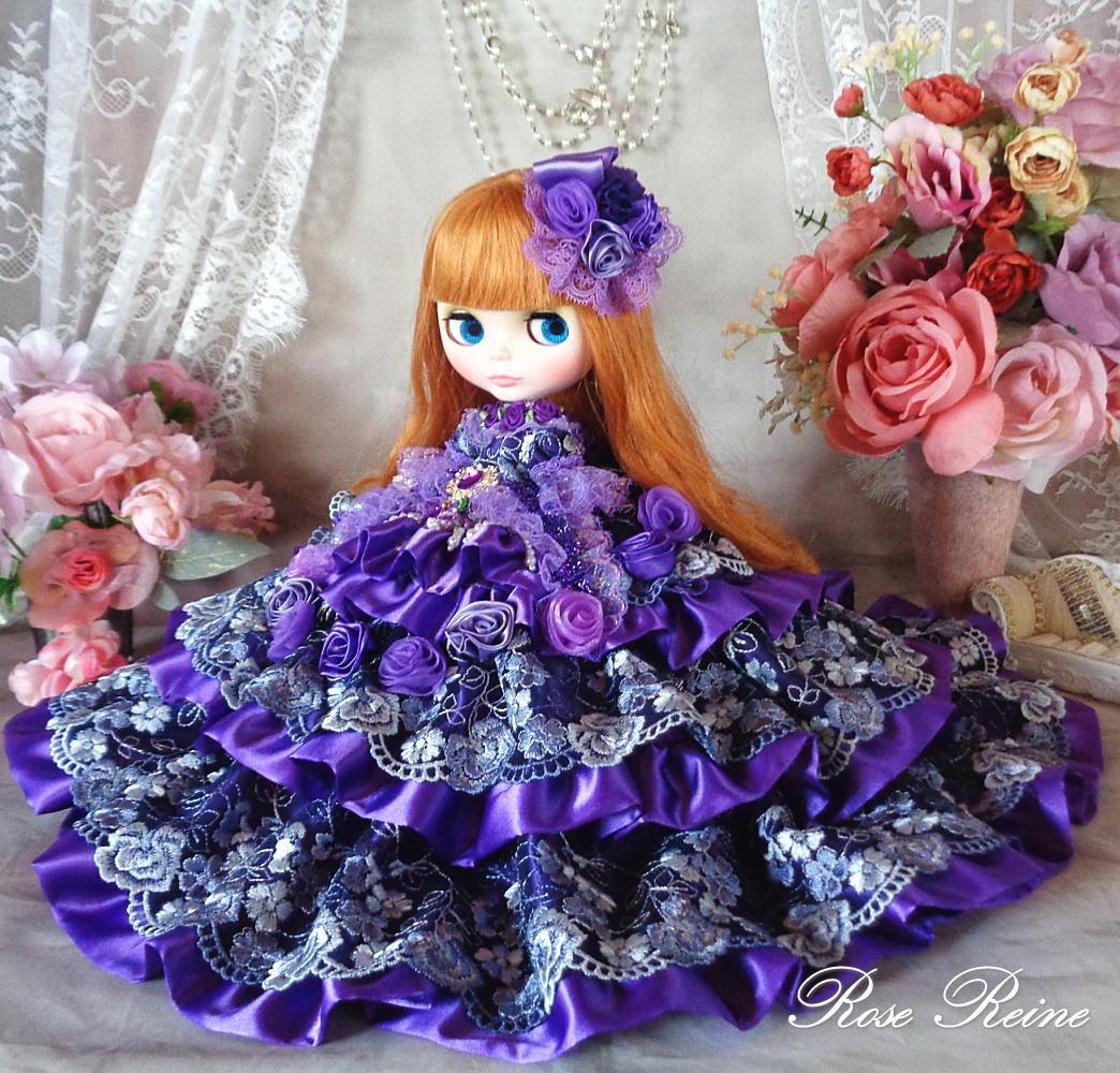 ソニアローレン王妃 ゴージャスバイオレットフリルドールドレス
