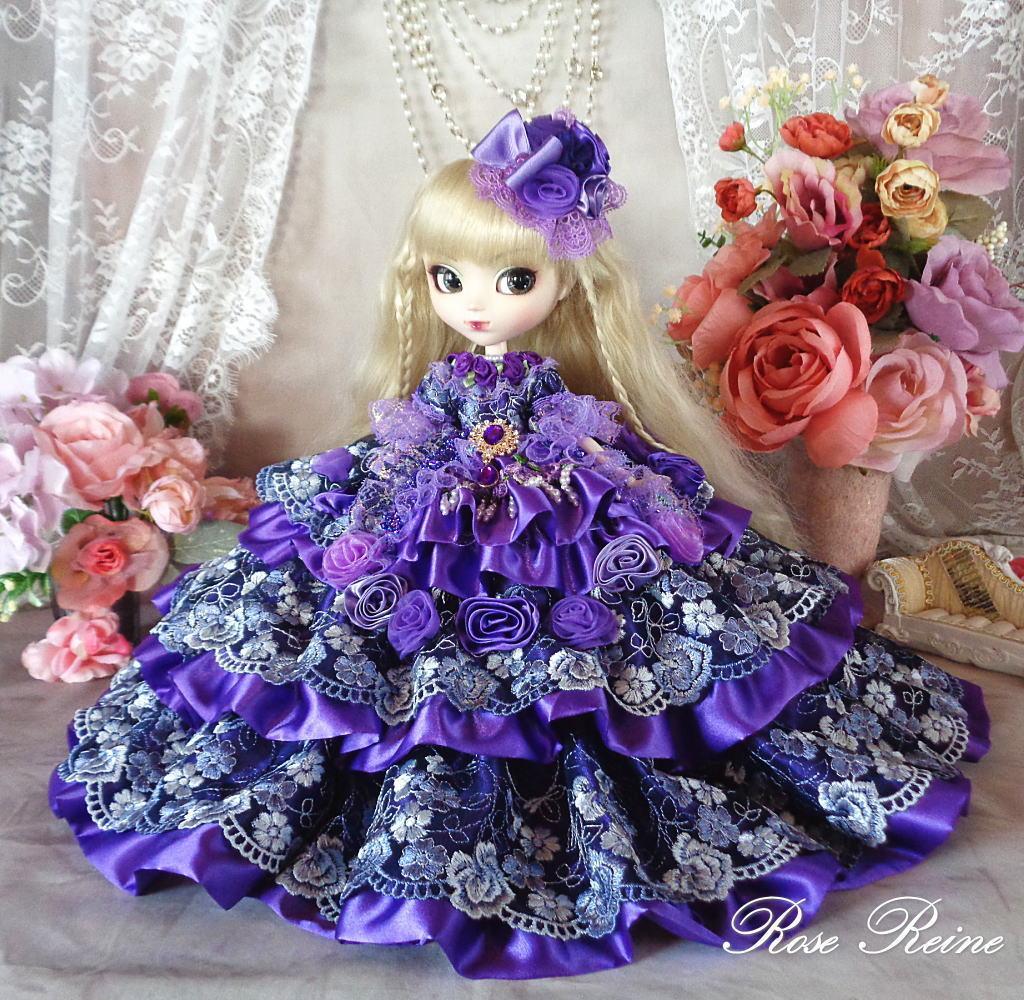 ソニアローレン王妃 ゴージャスバイオレットフリルドールドレス