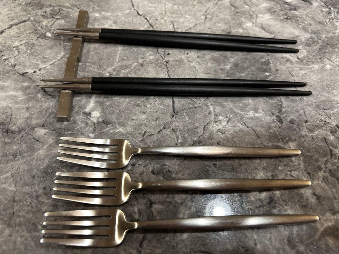 正規品クチポール箸、箸置き2セット、新品フォーク3本Cutipol