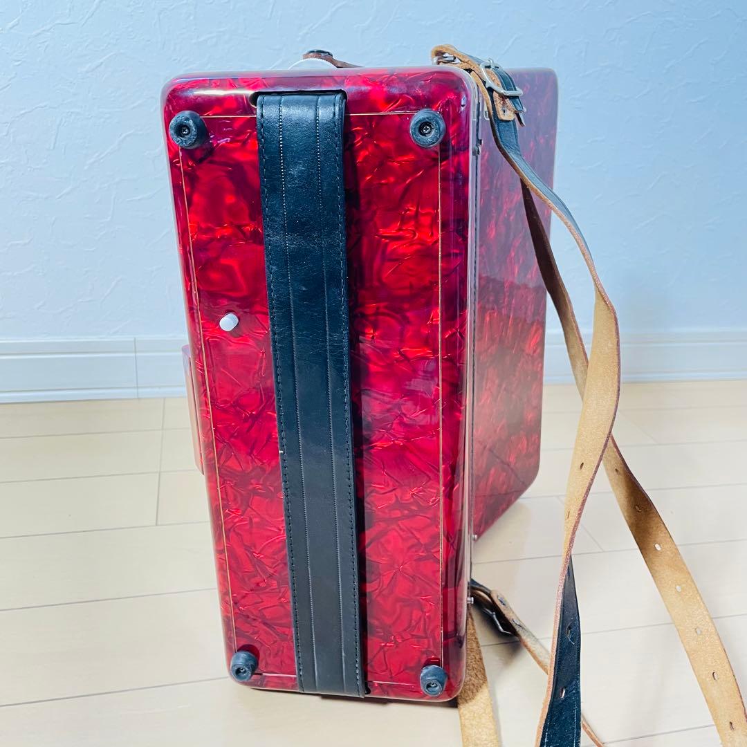 【良品】TOMBO アコーディオン 32鍵盤 赤 ストラップ付