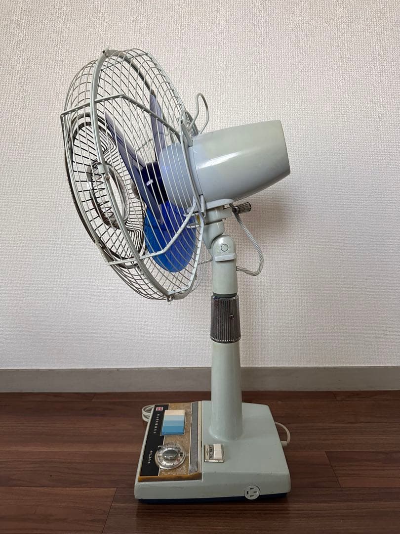 昭和レトロ ナショナル 扇風機 青3枚羽根 タイマー付 動作良好