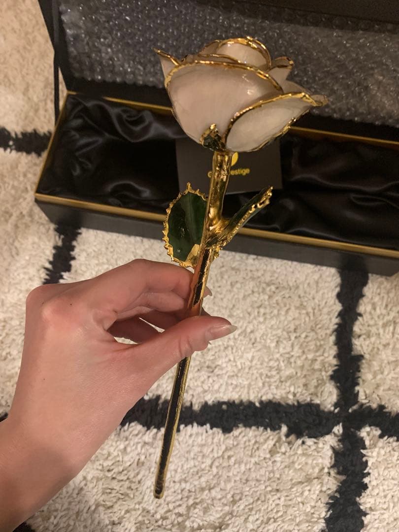 【未使用品】Gold prestige 24金 白い花のアートフラワー