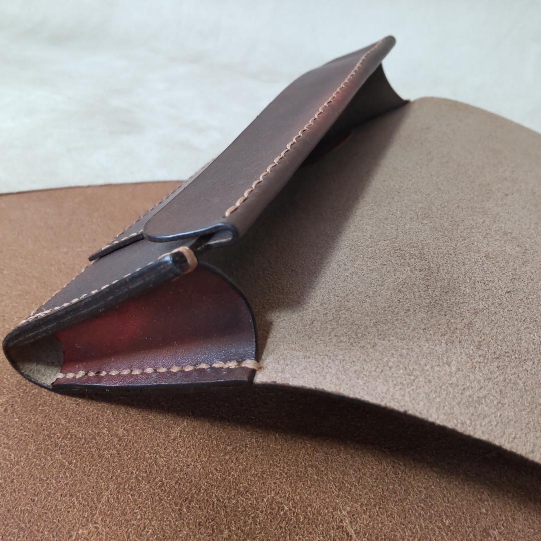 手巻きシャグポーチ三つ折り 牛革(手染め) マグネットホックホック止【R-44】