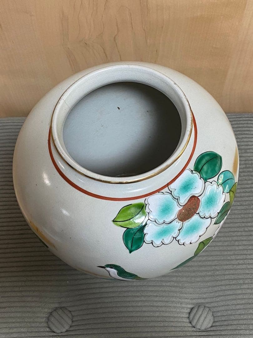 九谷焼 花鳥文 金彩 花瓶 和風 飾壺 約20cm