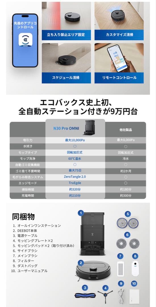 DEEBOT N30 PRO OMNI （ブラック）お掃除ロボット