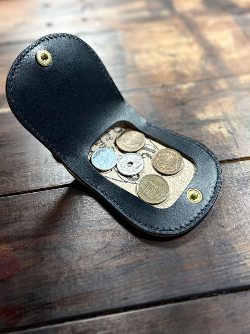 馬蹄型ケース スタッズカスタム 国産ヌメ革 茶芯 手染め