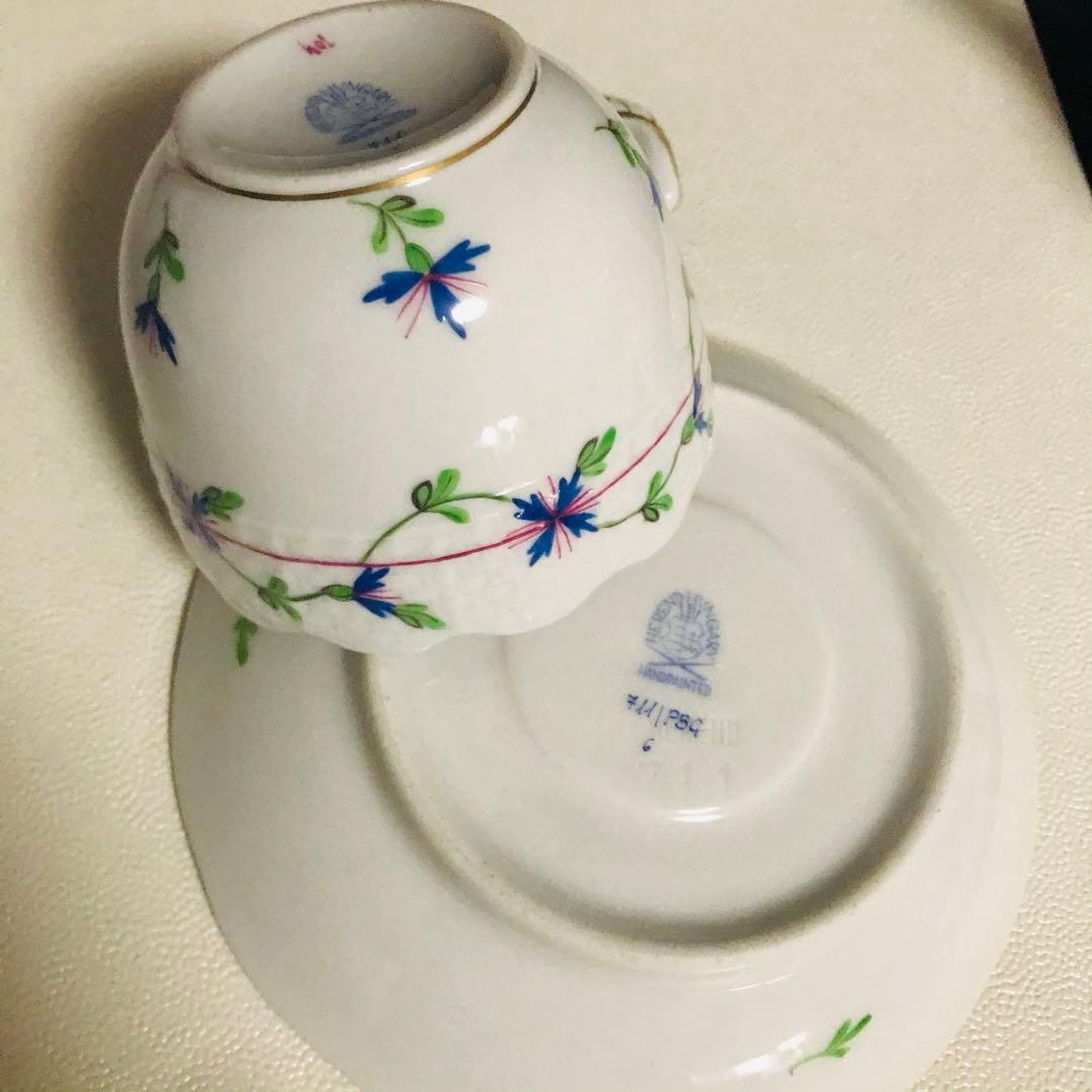 ヘレンド     コーンフラワー　矢車菊　テテアテテセット  パーティトレイ