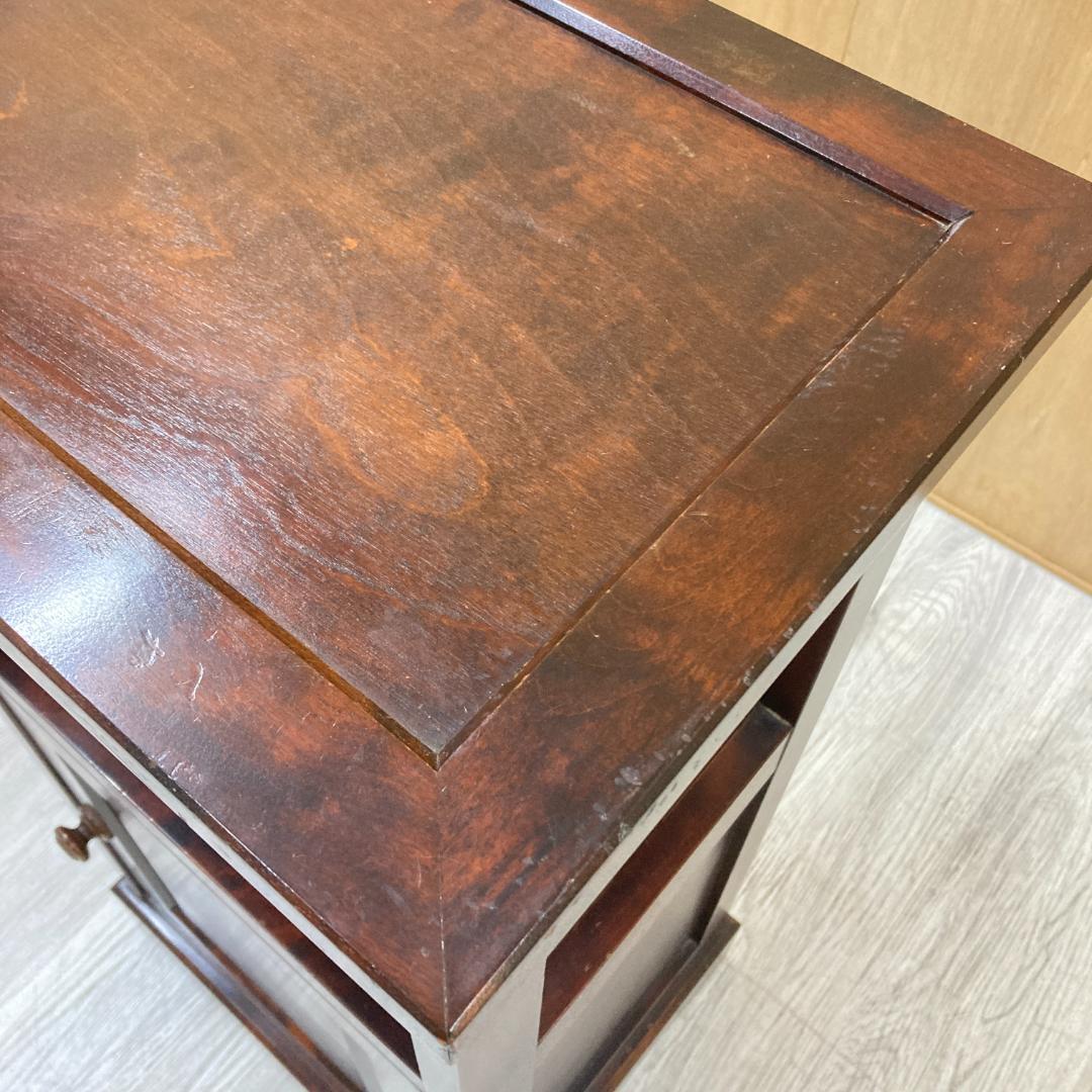 北海道民芸家具 カバ無垢材 電話台 サイドテーブル 飾り台 花台