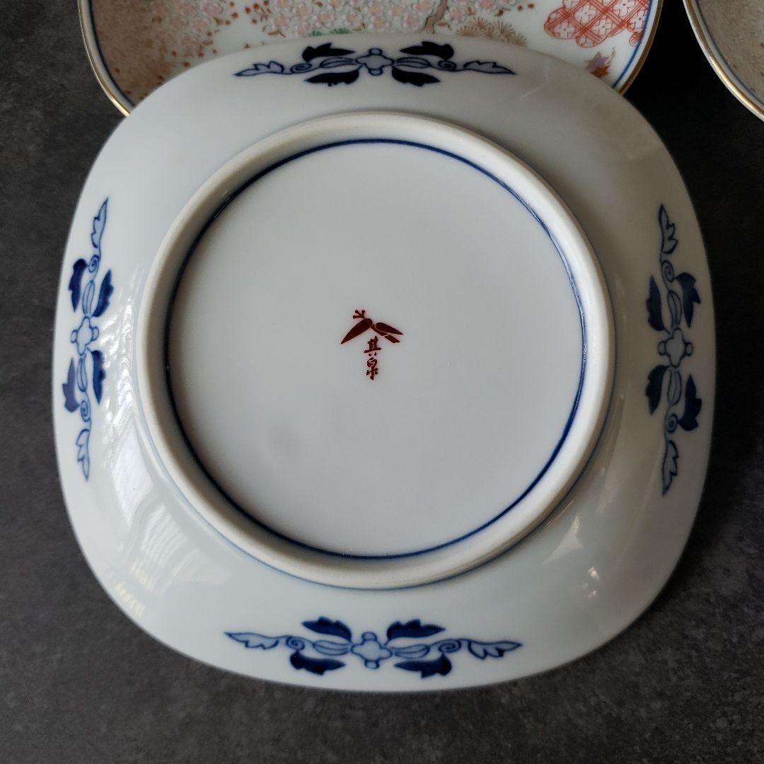 有田焼 賞美堂 其泉窯 其泉 染錦 春秋文 御皿揃 銘々皿 5枚 金彩