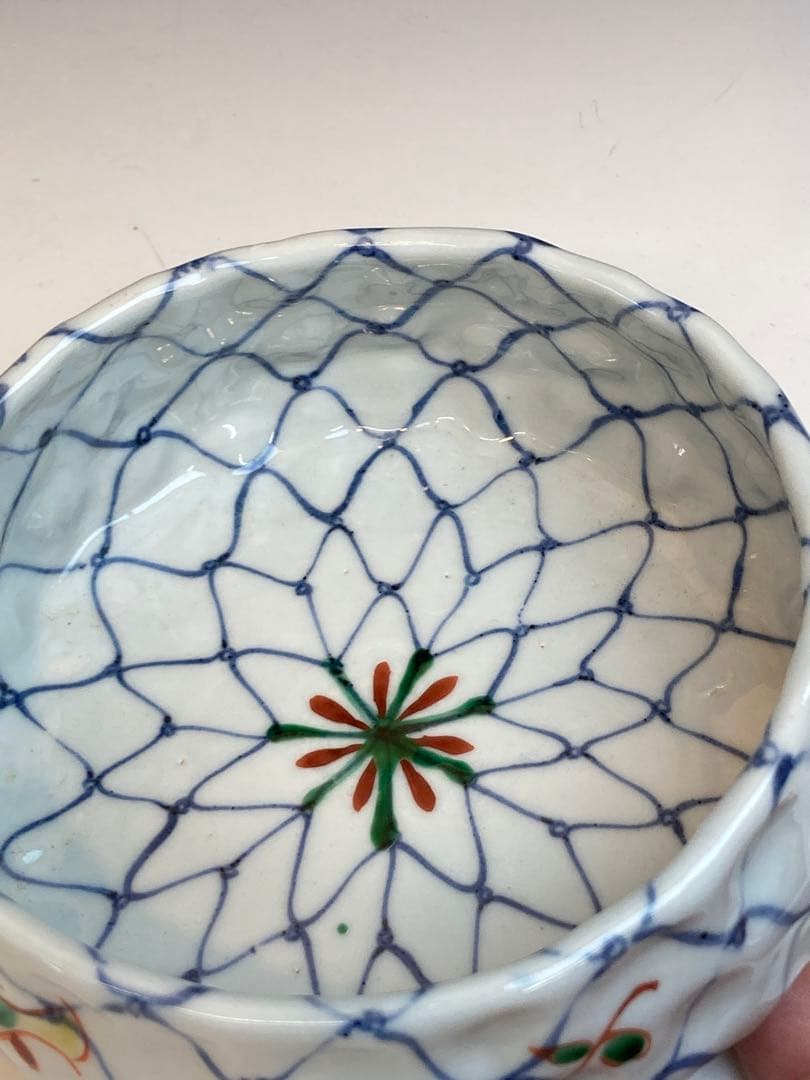 須田青華 作 天啓赤絵風魚網文小鉢 共箱 茶道具 懐石料理 日本料理