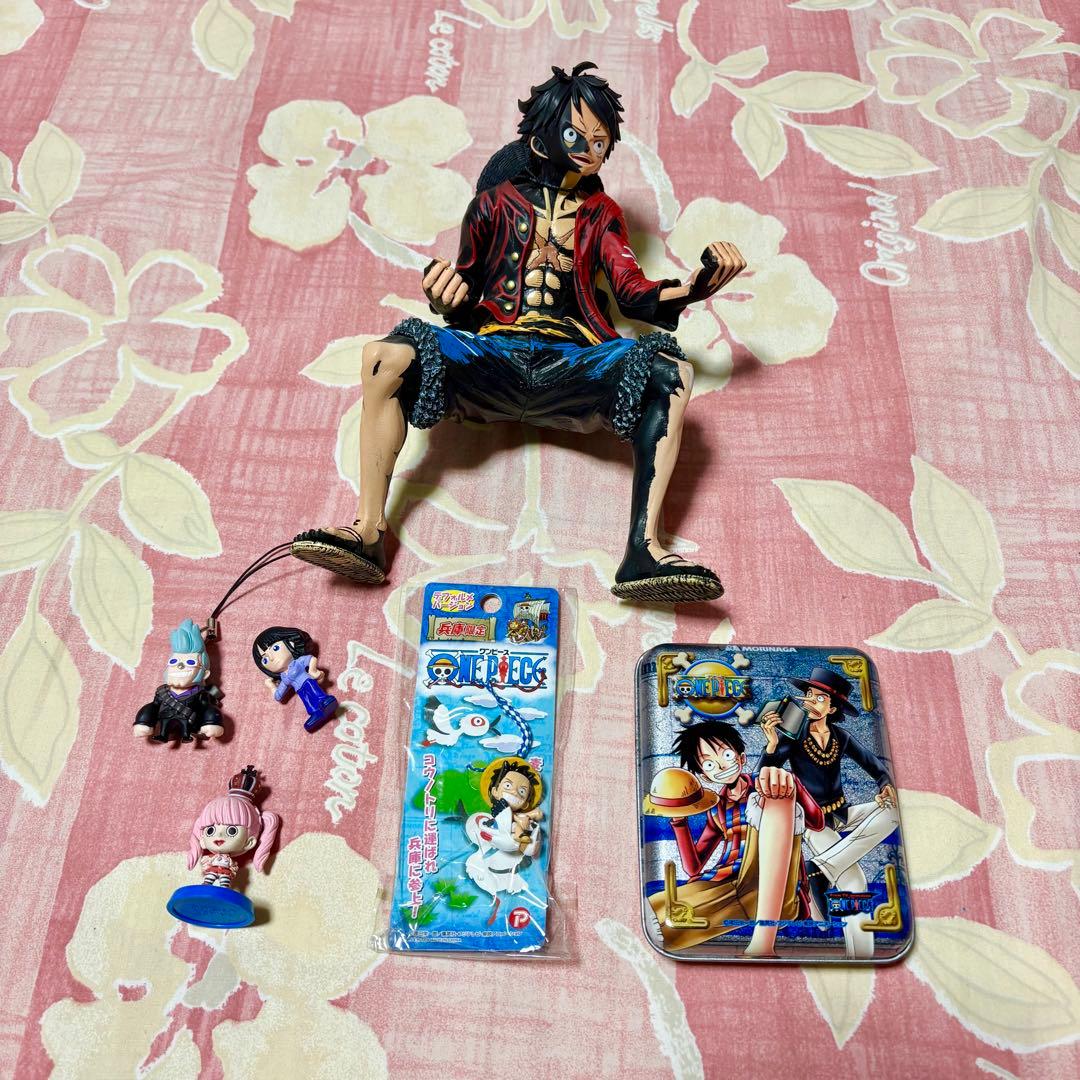 6点　ONEPIECE◆彩色王頂上決戦 ルフィ◆ストラップ・空缶・フィギュア