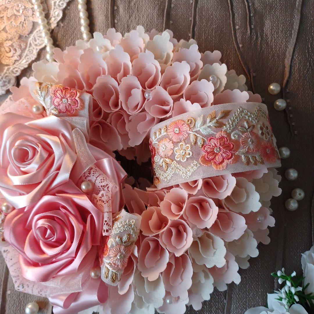 ＊モンブラン＊布リース　フラワーリース　母の日　　ファブリックリース