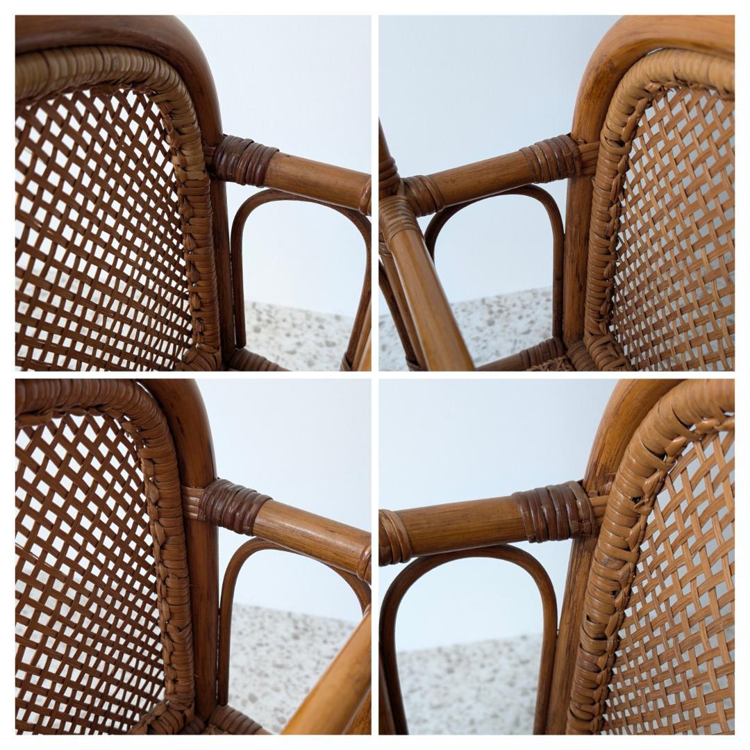 ビンテージ ラタン 脚付き バスケット ハンドル ラック カゴ 工藝 モダン