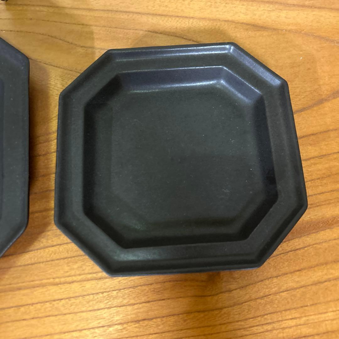 【美品】山本拓也　八角皿　黒　L M 流線輪花皿 グレー　3点セット