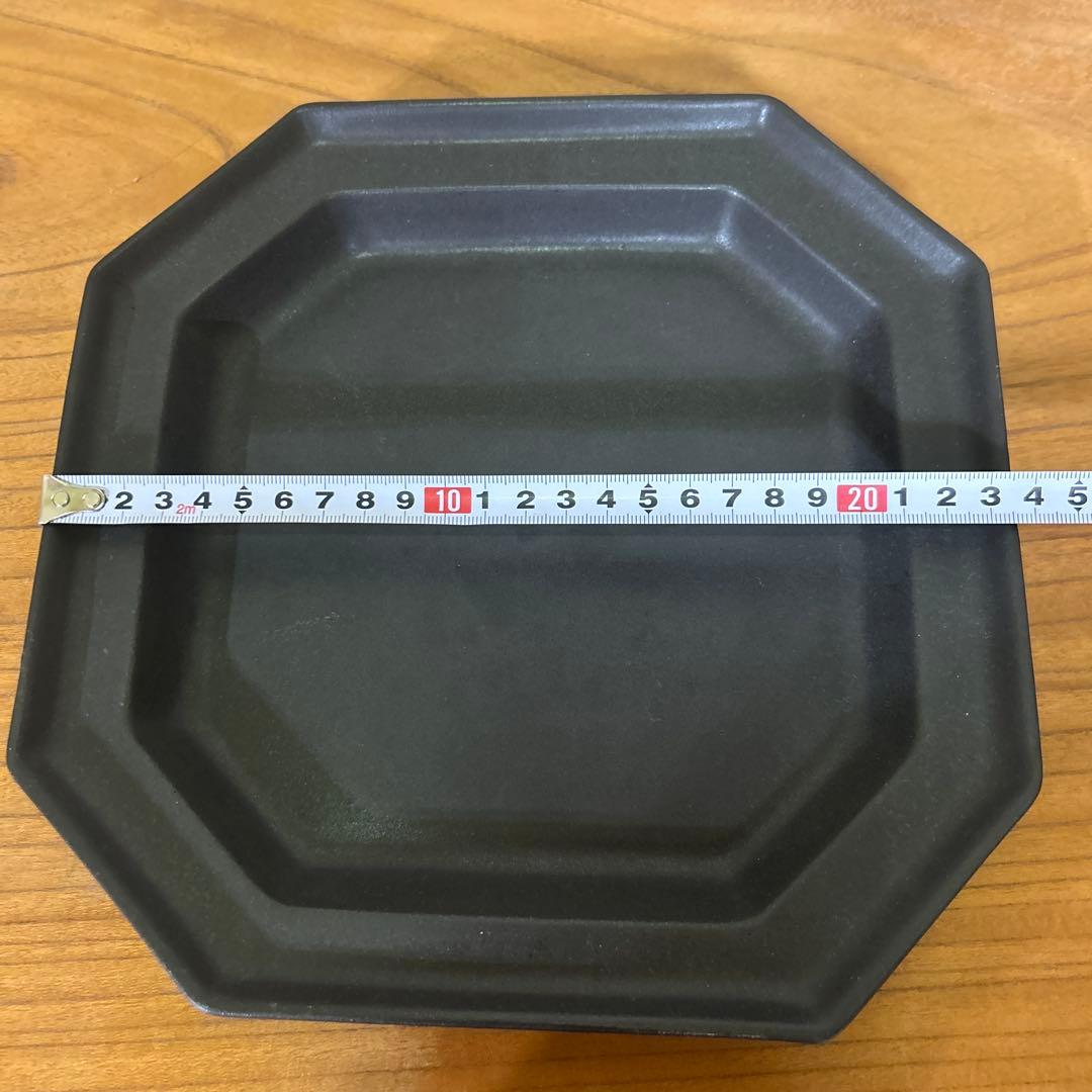 【美品】山本拓也　八角皿　黒　L M 流線輪花皿 グレー　3点セット