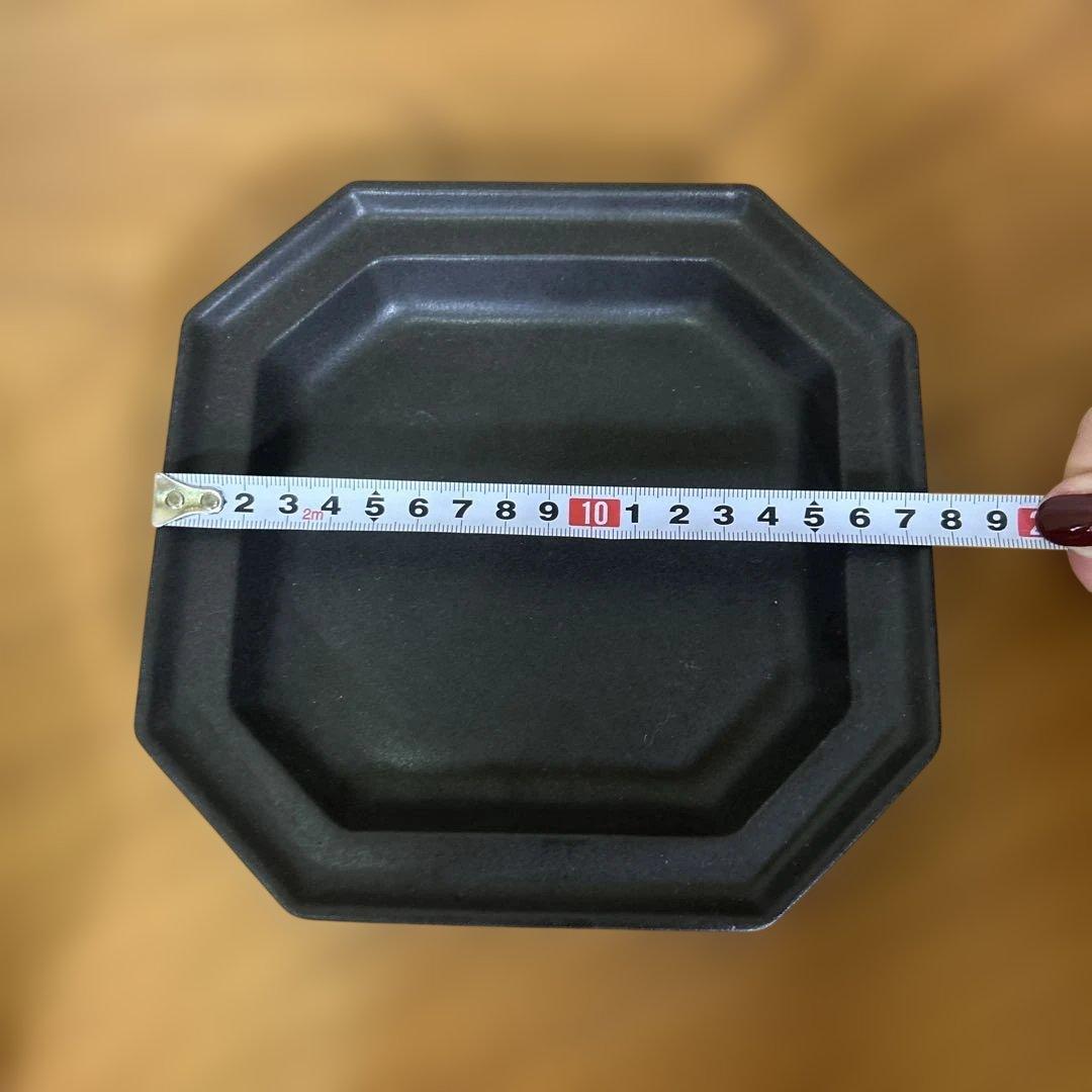 【美品】山本拓也　八角皿　黒　L M 流線輪花皿 グレー　3点セット