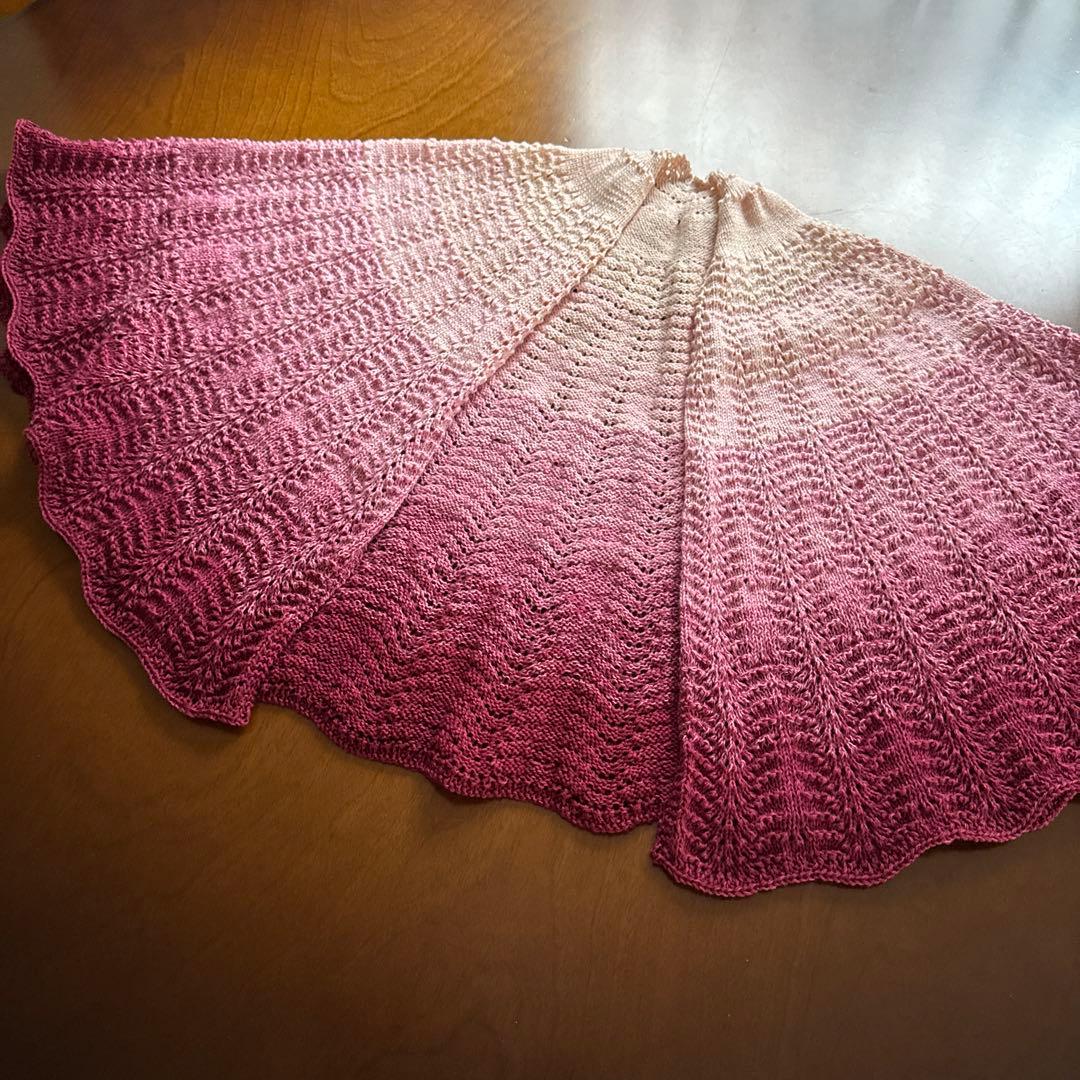 ハンドメイド　レース編み　グラデーション　ストール　ショール　コットン