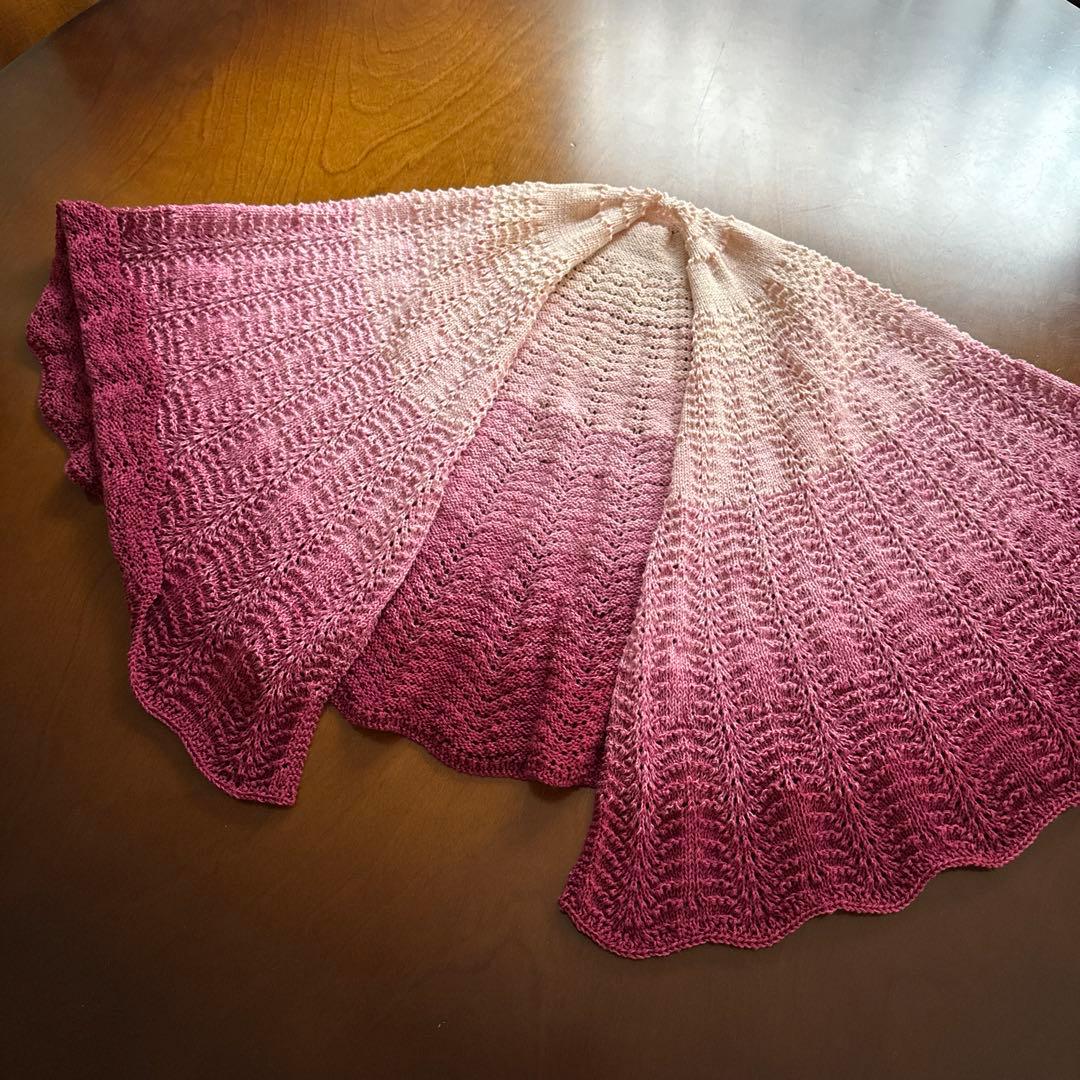 ハンドメイド　レース編み　グラデーション　ストール　ショール　コットン