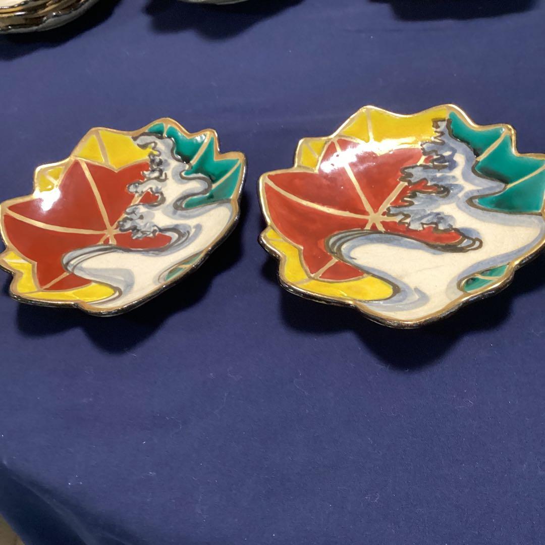 淵金京焼乾山写立田川向付12客　　山澤松篁作　新品未使用