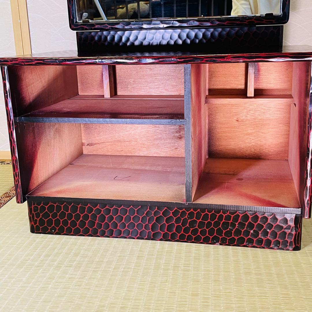 鎌倉彫 鏡台 一面鏡 アンティーク風 和家具 高級 ドレッサー 送料無料